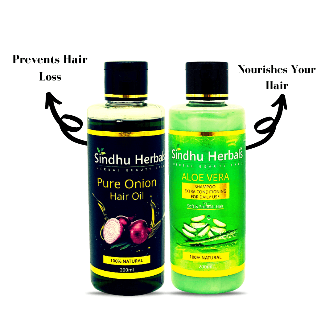 BUY 3 PURE ONION HAIR OILS GET 1 ALOE VERA SHAMPOO FREE