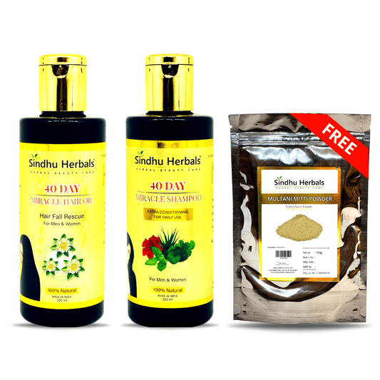 40 DAY MIRACLE HAIR OIL & SHAMPOO WITH GET ONE MULTANI MITTI PACK FREE